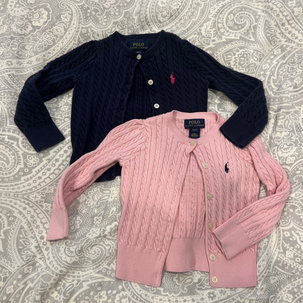 Ralph Lauren cardigans pink and blue size 2T GUC